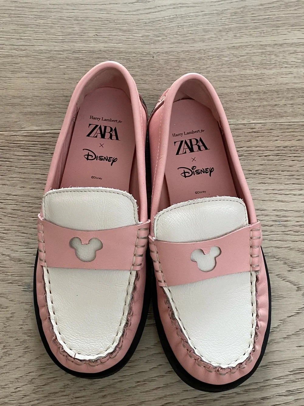 Zara x Disney Pink and White Kids Mickey Loafers